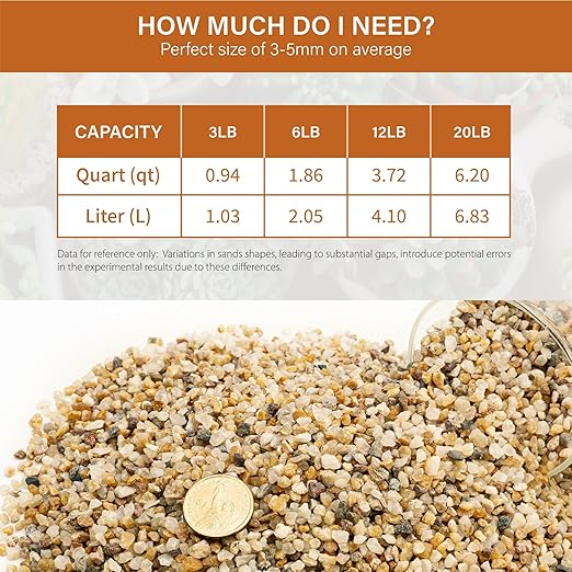 NUPICK 3-5mm Coarse Sand for Plants, 6lb Horticultural Grit for Succulents, Desert Silica Sand for Cactus, Decorative Gravel for Landscaping, Gold Grit for Aquariums, Bonsai, Vases Fillers