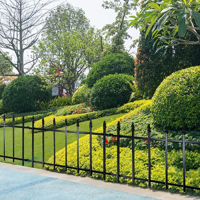 ARIFARO Metal Garden Fence 18" H x 22" W (5 Pack, Length 9.16 ft), No Digging Decorative Border Fence Panels, Rustproof Black Garden Edging Fence for Flower Bed, Yard, Patio, Small Animal Barrier