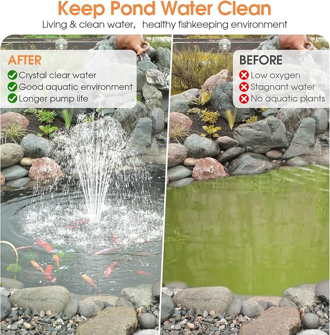Antfraer 30W Solar Pond Filter with Water Pump Kit, Solar Pond Pump with 6.6FT PVC Tubing & 16.5FT Cord Pond Filter for Outdoor Garden Waterfalls, Koi Ponds & DIY Water Features