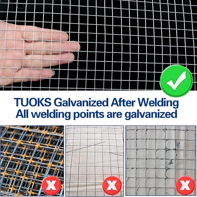 Hardware Cloth 1/2 inch Square Openings - 19 Gauge 36'' x 50' Hot-Dip Galvanized Wire Mesh, Welded Cage Wire Rolls Great for Animal Enclosure Chicken Coop Flower Beds Rabbits Wire Fencing
