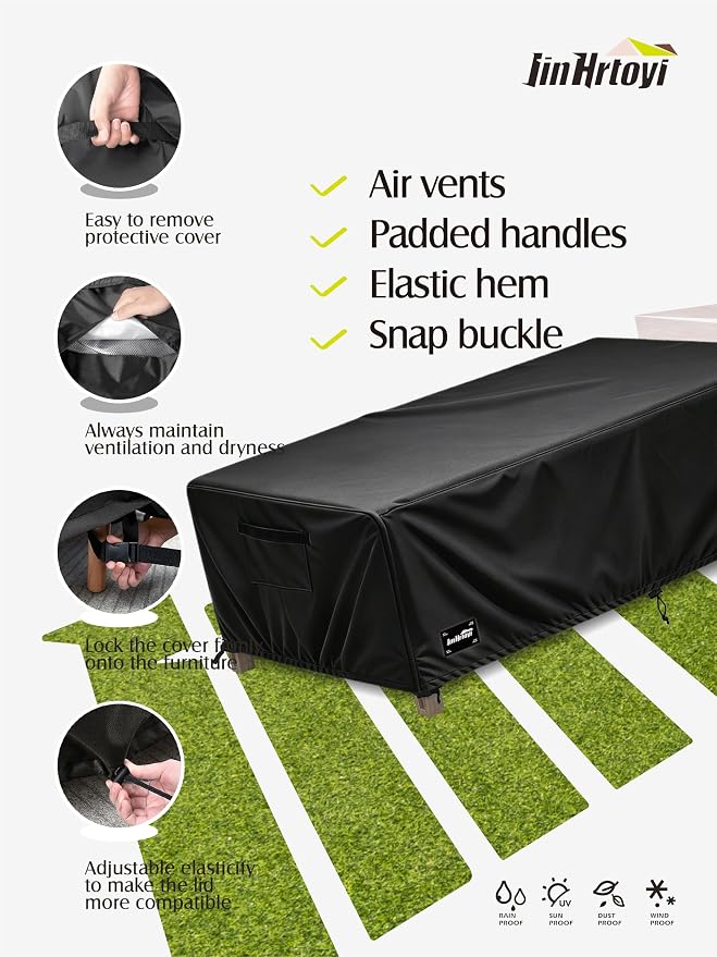 JinHrtoyi Patio Square Table Cover,32Wx32Dx16H Inches 100% Waterproof Heavy Duty Outdoor Coffee Table Cover,Black Minimalism Style Outdoor Furniture Covers