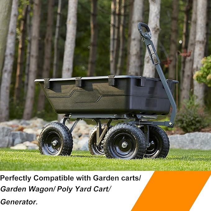 13" Flat Free Wheels Replacement for GOR Garden Cart Tires, 4.00-6 Solid Tires with 5/8"Bearings, 13" No Flat Wheels for GOR Garden Carts/Hand Trucks/Garden Carts