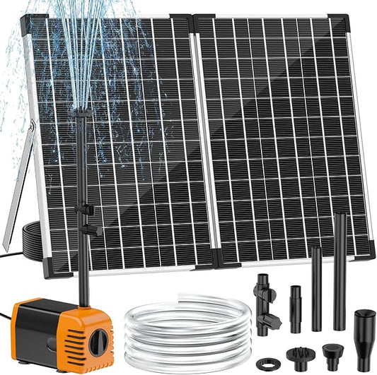 NFESOLAR 35W Solar Fountain Outdoor Pump, 280GPH Solar Pond Pump with Foldable Solar Panel, Adjustable Flow Solar Water Pump with PVC Tubing for Ponds, Garden, Waterfall, Hydroponics, Pool Used