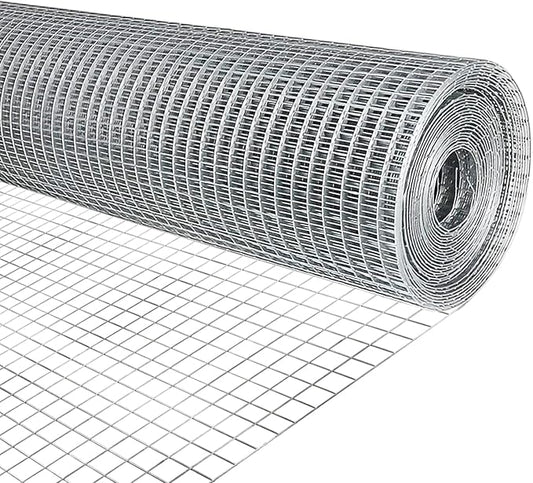 Hardware Cloth 1/2 inch 19Ga Double Hot-Dipped Galvanized After Welding Wire Fence Mesh Welded Metal Chicken Wire Fencing Roll (Silver 1/2 48X50)