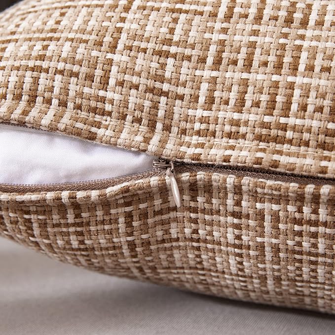 MIULEE Outdoor Waterproof Throw Pillow Covers Decorative Farmhouse Water Resistant Cushion Covers for Tent Patio Garden Couch Sofa Pack of 2, 20x20 Inch Beige