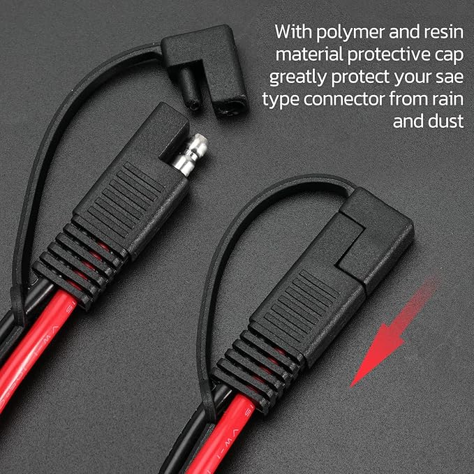 10AWG SAE Extension Cable 10 Gauge SAE to SAE Extension Cord with Two Prong Connectors for Solar RV Automotive (3FT)