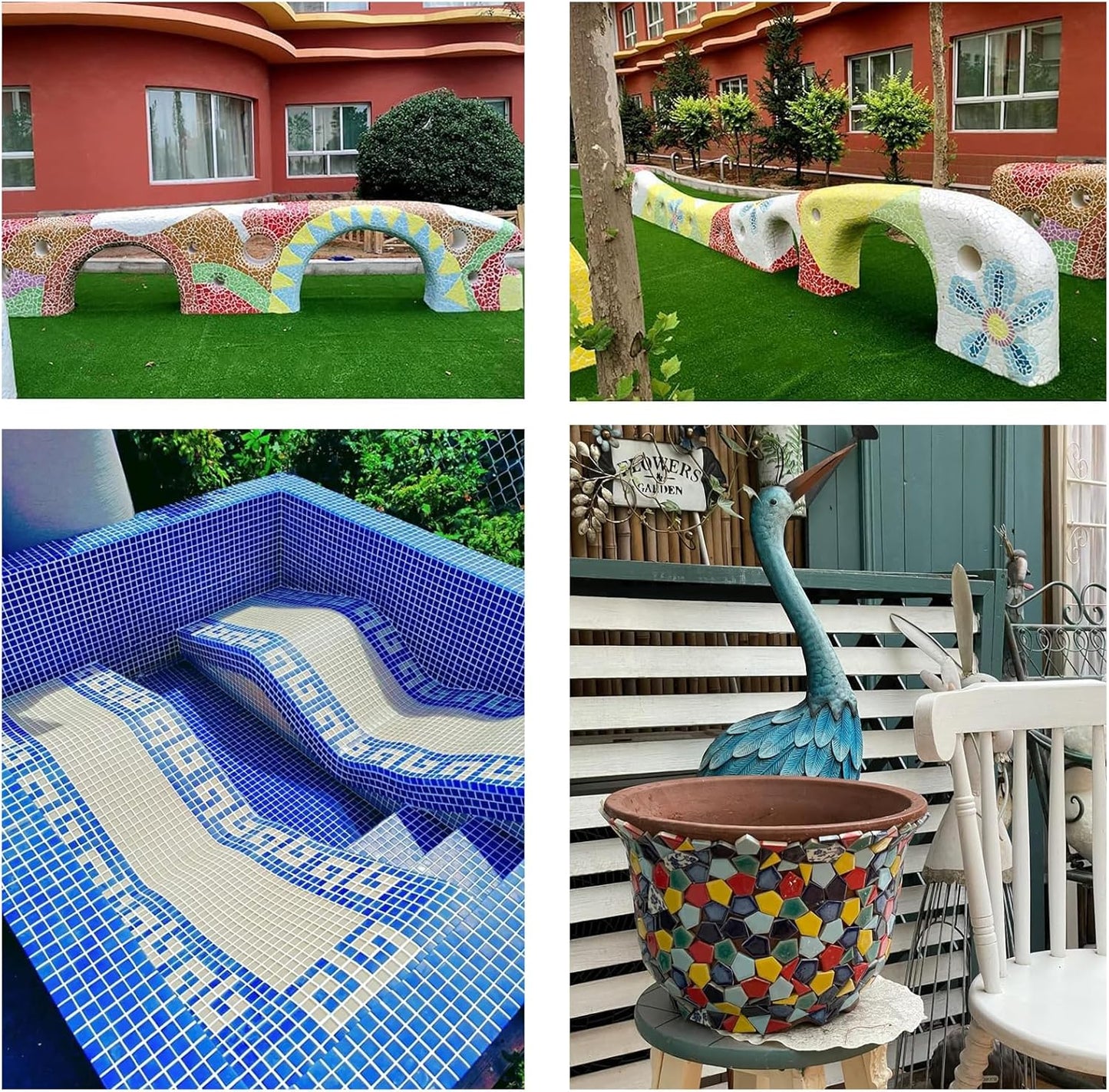 50 Pieces Black Mosaic Tiles for Crafts 1" Ceramic Tiles Assorted Colors Square Ceramic Mosaic Project Supplies for Photo Frame Mosaic Stepping Stones Bath Old Pool Furniture Decor