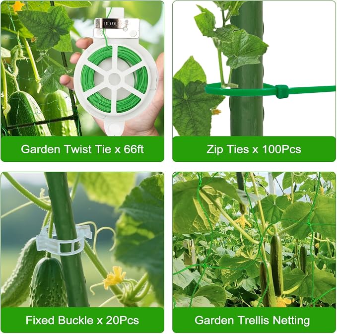 Cucumber Trellis for Raised Beds & Gardens - Sturdy Arch Trellis for Climbing Plants, Tomatoes, Peas & & Beans | Outdoor Vegetable Support for Vines (63" Lx30 W x47.2 H)