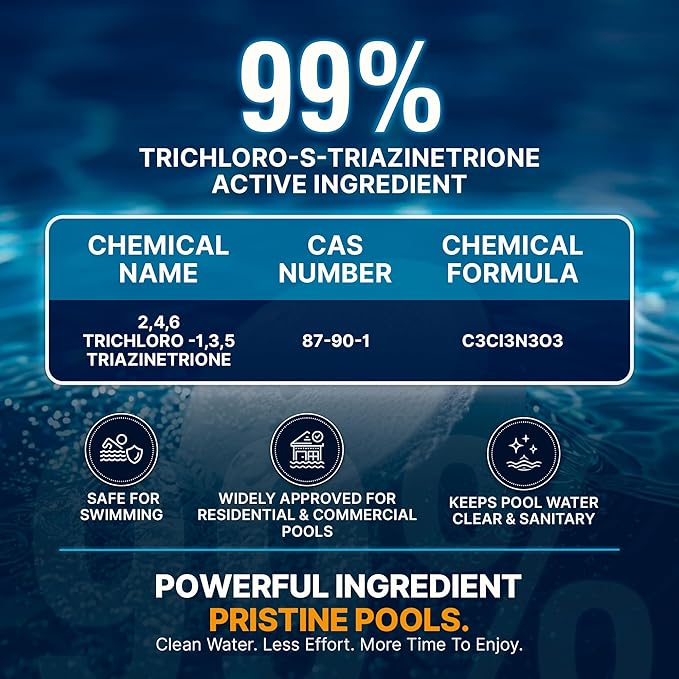 Pool Shark Swimming Pool Chlorine Tablets | 40 lbs | 3-Inch Chlorine Tablets | Slow-Dissolving 90% Active Chlorine Tabs | Pool Chemicals for Inground Pools, Above Ground Pools, Saltwater, Spa, Hot Tub
