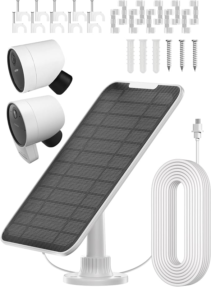 Solar Panel Compatible with SimpliSafe Outdoor Camera Series 2 Wireless, 5W Solar Panel with 13.1ft Charging Cable for Outdoor Battery Powered Security Camera with Wall Mount（Not Include Camera）