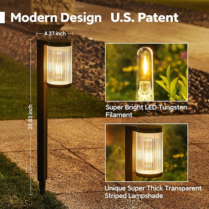 ELECLINK Solar Pathway Lights Outdoor, 2 Pack Upgraded Outdoor Solar Lights for Outside Super Bright Up to 12Hrs, IP65 Waterproof Solar Garden Lights for Yard Path Walkway Decor Landscape Lighting