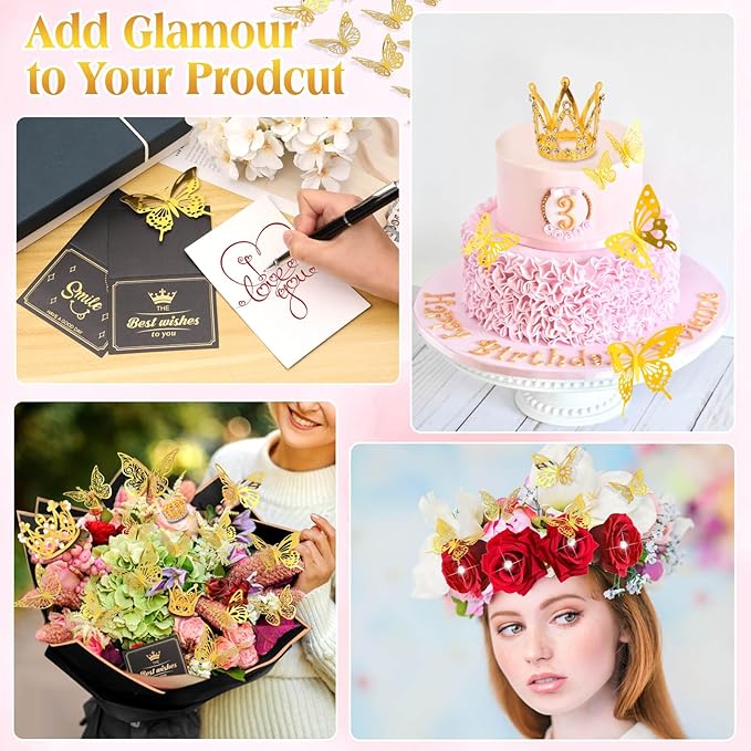 Tetutor 180pcs Waterproof Flower Wrapping Paper Kit, 20 Sheets Floral Wrapping Paper Bouquet With Ribbons Flower Pins 3d Butterflies and Crowns for Florist Wrap Back