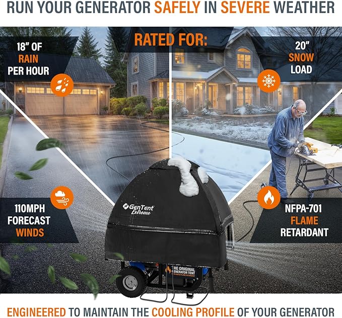 GenTent Open Frame Running Cover – Universal Kit Generator Tent (Black, Original - Extreme)