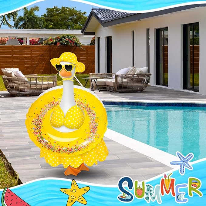 JcHrmers Bikini Goose Outfits Summer Goose Clothes with Swimsuit Floatie Hat Sunglasses