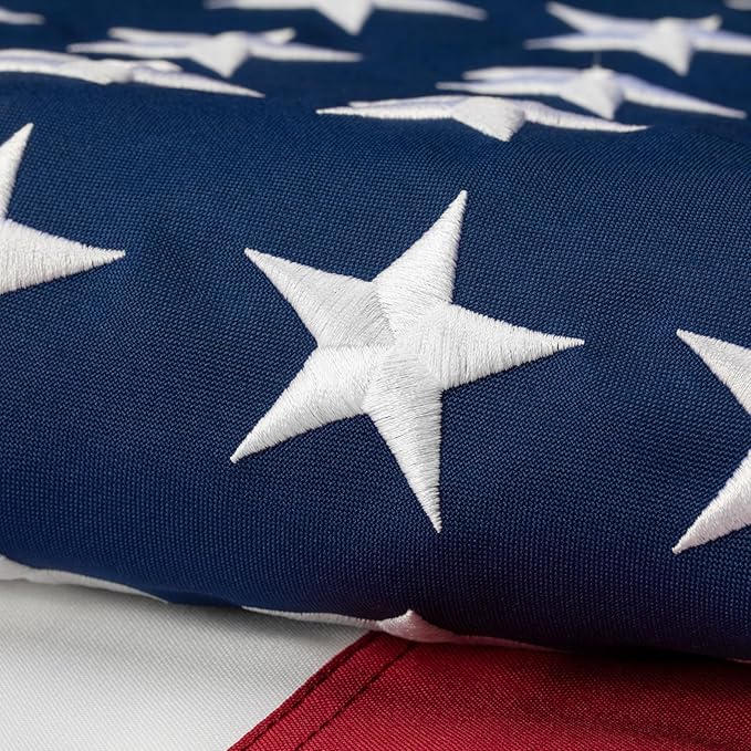 American Flag 5x8 FT for Outside - TearProof & Fade-Resistant USA Flag, Embroidered Stars, Sewn Stripes, Brass Grommets, UV & Weather-Resistant Spun Polyester, Perfect for High Winds & 4th of July
