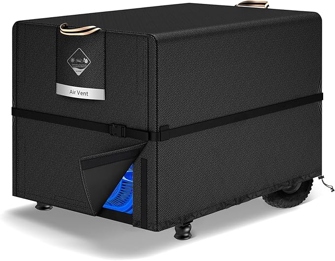 QH.HOME Waterproof Generator Cover 30x30x26 inch ,900D Heavy Duty Oxford with Secure Windproof Buckle- for Most Generators 5500-15000 Watt, Black