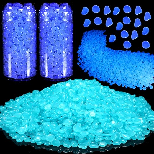Sasylvia 12000 Pcs Glow in the Dark Rocks Glow in the Dark Stones Glowing Rocks for Garden Outdoor Glowing Fish Tank Pebbles Luminous Stone for Outdoor Yard Patio Aquarium Landscaping (Dark Blue)
