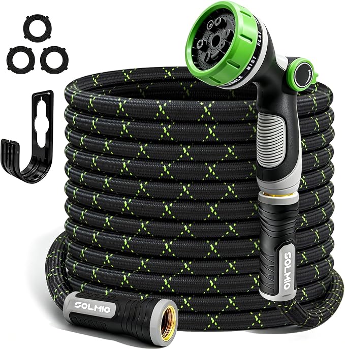 Garden Hose 50FT, Flexible Lightweight Non-Expandable Water Hose with 10 Function Nozzle,Leak-Proof, Burst-Resistant, High-Pressure for Yard, Outdoor