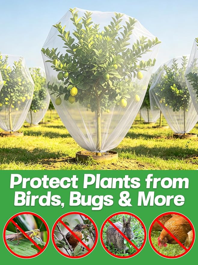 6pcs 4ft x 5ft Insect Bird Netting for Garden - Ultra-Fine Blueberry Bush Netting Cover with Drawstring for Garden Protection Flower Tomato, Plant Protectors from Animals