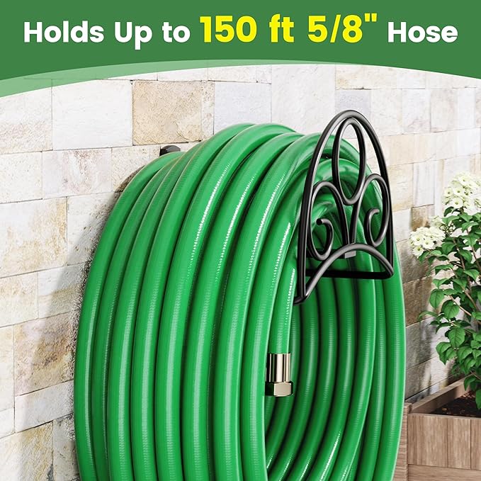 Metal Garden Hose Holder - Wall Mounted Water Hose Holder - Hose Hanger Heavy Duty for Water Hose Extension Cords Vacuum Hose