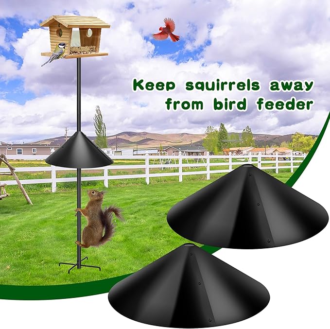 19-Inch Squirrel Proof Baffles for Protecting Outside Pole Bird Feeders and Bird Houses, Pole Mount Squirrel Guard Stopper(Black,2 Packs)