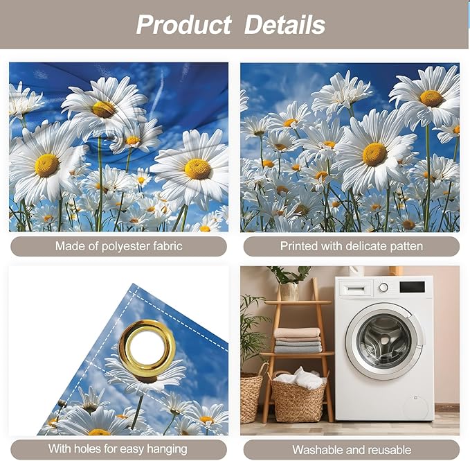 6 * 13FT Daisy Garage Door Cover Decorations Spring Flower Garage Door Banner for Outdoor Indoor Spring Party Photography Backdrop