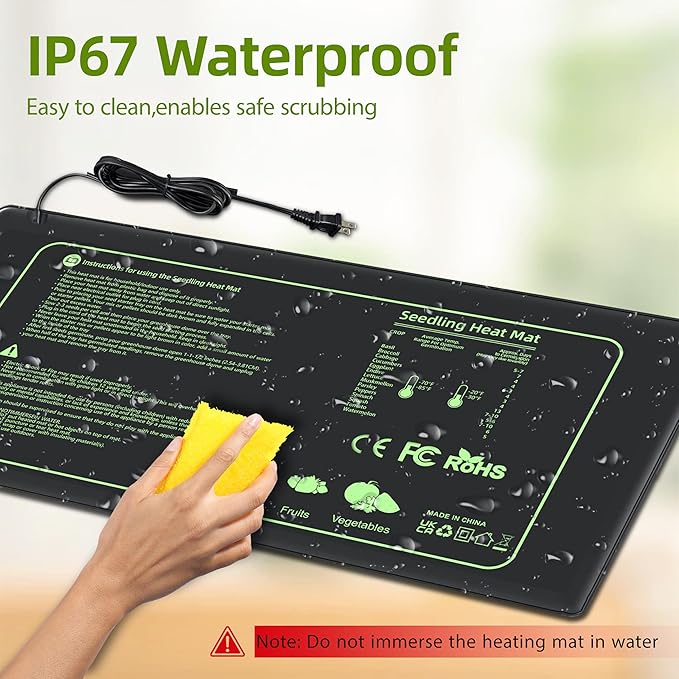 Seedling Heat Mat 2 Pack Heat Mats for Seed Starting Plants Indoor Growing Gardening Brewing Germination Greenhouses Terrarium Reptile Waterproof Seed Rooting Warming Heating Pad 10"X20.75"