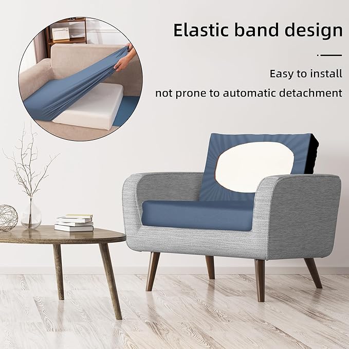 8Pcs Stretch Patio Cushion Covers,Outdoor Couch Covers Replacement,Outdoor Couch & Sofa Slipcovers,for Patio Furniture Cushion Covers,Washable Reusable Furniture Protector (Grey Blue,Cover Only)