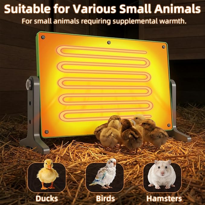 Fuzzy Bird Chick Brooder (12''*8'') Brooder Heater for Chicks Ducks and Birds Incubation Heating Keep Chicks Warm Newly Upgraded Temperature Adjustable Height Adjustable Chick Heating Plate - Green