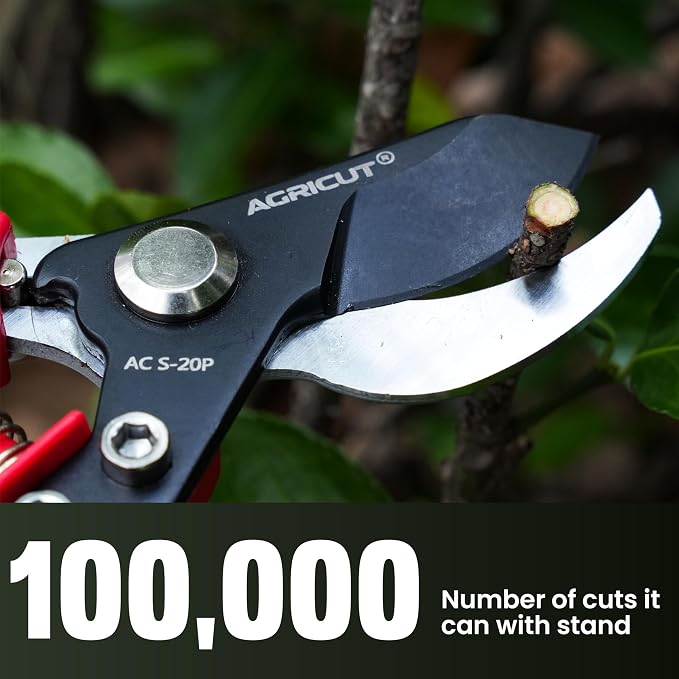 AGRICUT 7" Pruning Shears Heavy Duty Professional with Sheath, Made of Japanese SK5 Steel Blades, 4/5 Cut Capacity, Bypass Hand Pruners Garden Clippers for Tree Flower Branch Trimming, S20PC