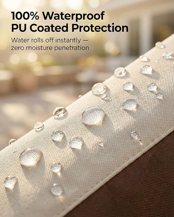 Outdoor Patio Chair Covers 4-Pack, Heavy Duty 600D Oxford Fabric, Weather Resistant Waterproof Furniture Protectors 35W x 37D x 36H inches, Beige and Brown
