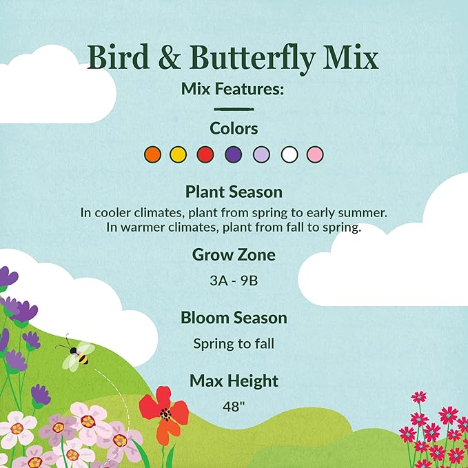 Ferry-Morse Wildflower Seeds - Pollinator & Butterfly Mix, Non-GMO, Native Pollinator Mix - 1 lb
