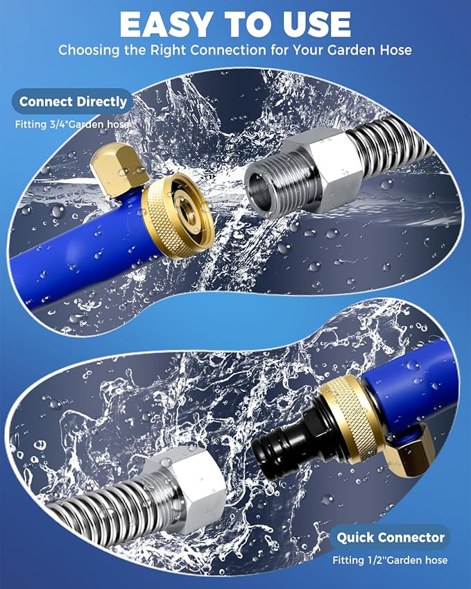 Jet Nozzle Power Washer for Garden Hose, 2-In-1 High Pressure Wand With 2 Different Nozzles and Quick Connect Flexible Wand Lance Hydro Jet Water Hose Nozzle for Gutter Patio Car Pet Window Blue