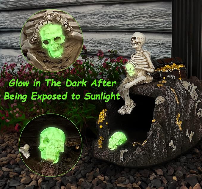 Teaeeno Skeleton Statue Decor Gutter Downspout Extension Decorative,Resin Animal Statue Outdoor Decor, 3"×4" Rain Gutter Downspout Splash Block,Garden Splash Block Outdoor Sculpture