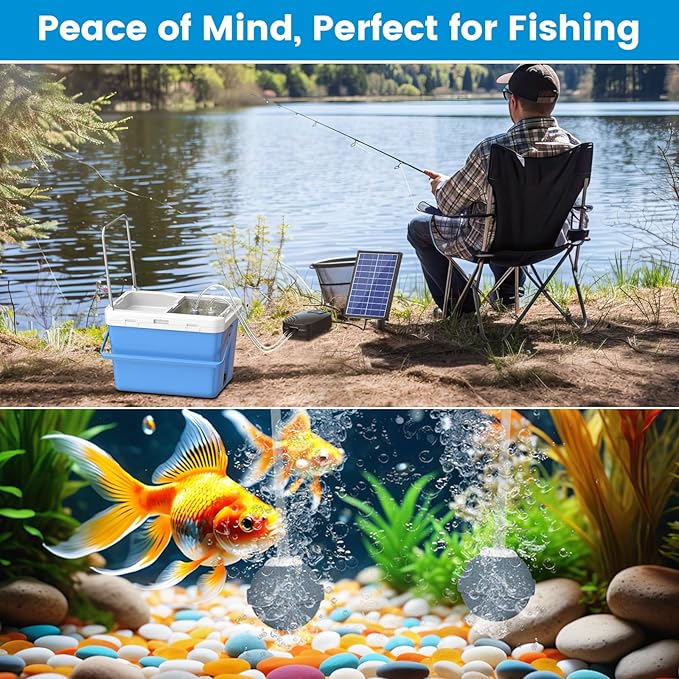 NFESOLAR 8W Solar Pond Aerator with 4400mAh Battery Backup, All-in-One Solar Air Pump, 24/7 Continuous Oxygenation, Quiet Operation, 3 Modes Bubbler, Portable for Small Ponds & Fish Tanks