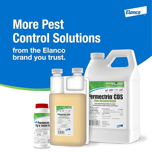 Permectrin CDS Pour-on Insecticide Pour-On & Premise Spray | Controls Flies, Lice & Ticks | 1 Pint Bottle