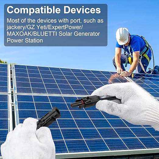 6FT 10AWG Solar Panel Extension Cable with Female and Male Connectors, Solar Cable for Solar Panels, Charge Controllers and Solar Generator (10AWG, 6FT)