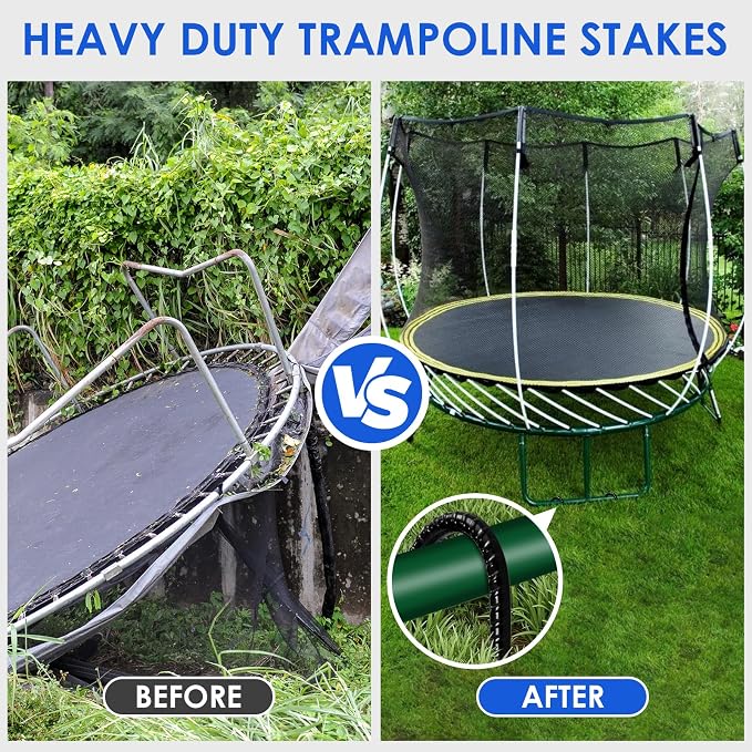 Homwin Trampoline Stakes 12 inches 10-Pack U Stake for Ground Heavy Duty Trampoline Anchors High Wind Stakes for Fence, Swing Set, Outdoor Decoration and Gazebo