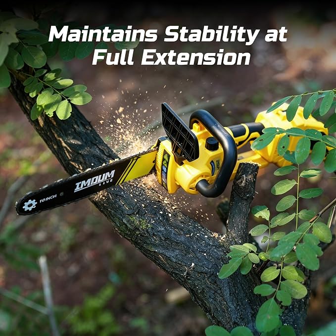 10-Inch Pole Saws for Tree Trimming, 1000W Brushless Mini Chainsaw with 14.6FT Max Reach, 3.0Ah Battery Powered Tree Trimmer Electric Pole Saw, Tool-Free Chain Tension, Auto Oiler, 180°Pivoting Head