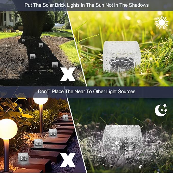 MLKNK Solar Brick Lights-Outdoor Solar Lights for Yard-Solar Brick Landscape Path Light 6 Pack LED Light Brick Garden Decor for Pathway Patio Walkway Backyard Decoration, DS-XBZ-1-1-1