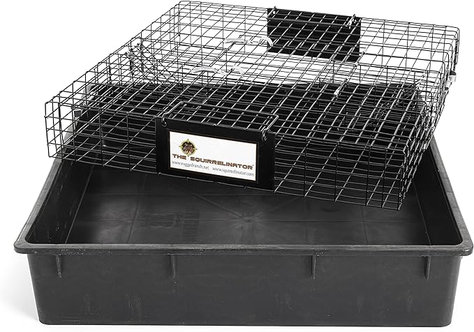 Rugged Ranch 4‑Pack Squirrelinator Multi‑Catch Squirrel Trap with Basin, Wire Cage, 25"x15"x6.5" Each - Live Catch‑and‑Release, 2‑Door Humane Rodent Control, No‑Poison Outdoor Use