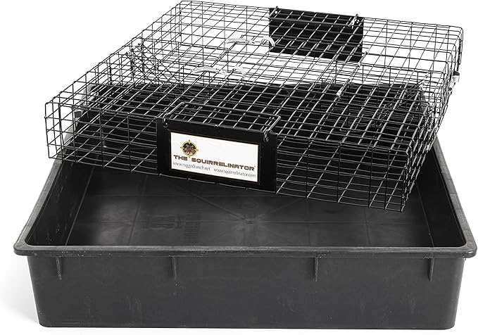 Rugged Ranch 2‑Pack Squirrelinator Multi‑Catch Squirrel Trap with Basin, Wire Cage, 25"x15"x6.5" Each - Live Catch‑and‑Release, 2‑Door Humane Rodent Control, No‑Poison Outdoor Use