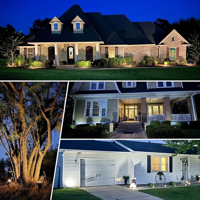 AUDERWIN Solar spotlights Outdoor 63 LED 3 Lighting Modes, IP65 Waterproof Lighten Yard Garden House Garage Pathway for Christmas Decorations-10 Pack