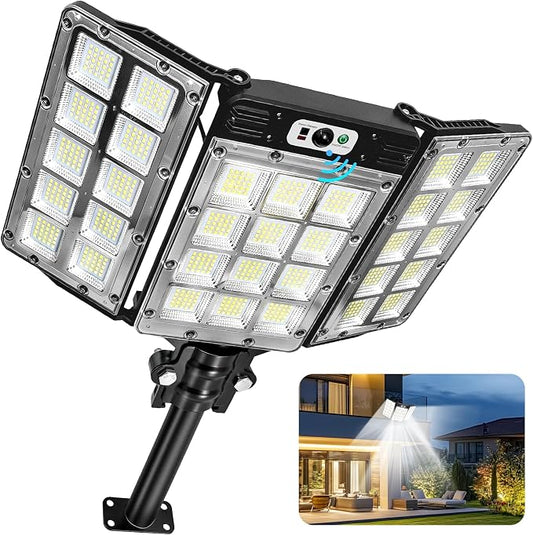 270° Adjustable Solar Street Light, 800 LED Motion Sensor Solar Flood Light, 6000mAh Security Light with Remote Control, 3 Modes, IP66 Waterproof Wall Light for Yard, Garden, Driveway, Garage, Fence