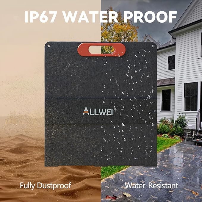 ALLWEI 100W Portable Solar Panel for 300/500 Power Station Solar Generator, 18V Solar Battery Charger with Adjustable Kickstand, Waterproof IP68 for RV Camping Trip Outdoor