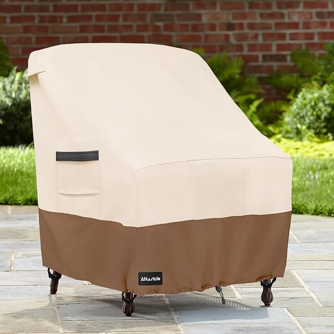 ANartcle Patio Chair Covers,600D Waterproof Heavy Duty Outdoor Lawn Patio Furniture Covers,Patio Swivel Chair Covers for Outdoor Furniture,(30W x 34D x 36H inches) Beige&Brown