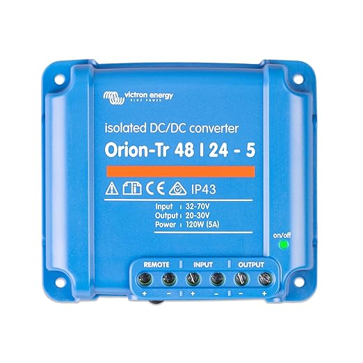 Victron Energy Orion-Tr DC to DC Converter - 48/24-Volt 5 amp 120-Watt - IP43 Protected - for Dual Battery Systems - Isolated