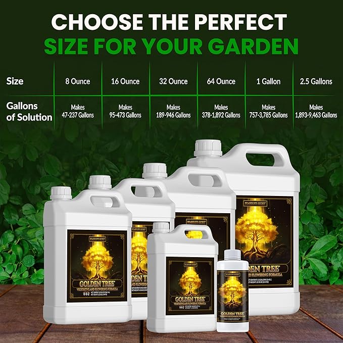 Humboldts Secret Golden Tree Liquid Plant Food | Enhances Growth Indoors or Outdoors | All-in-One Plant Nutrients for Vegetables, Trees, Flowers, Fruits, Roses, Lawns, Tomatoes | 64 Ounce