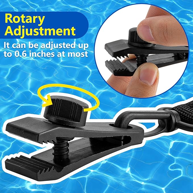 codree 24 Pcs Pool Solar Cover Reel Attachment Kit, Inground Swimming Pool Solar Cover Straps and Clips, Solar Blanket Strap Kit Including 8 Straps with Hooks, 8 Clips and 8 Touch Fastener (Black)