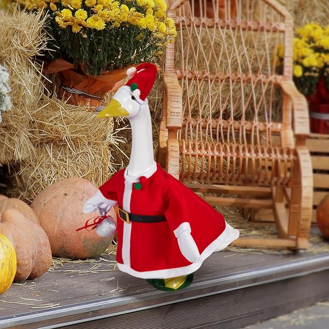 2 Sets Holiday Porch Goose Outfits for Thanksgiving and Christmas,23" Porch Goose Clothes for Patio Yard Lawn Decor